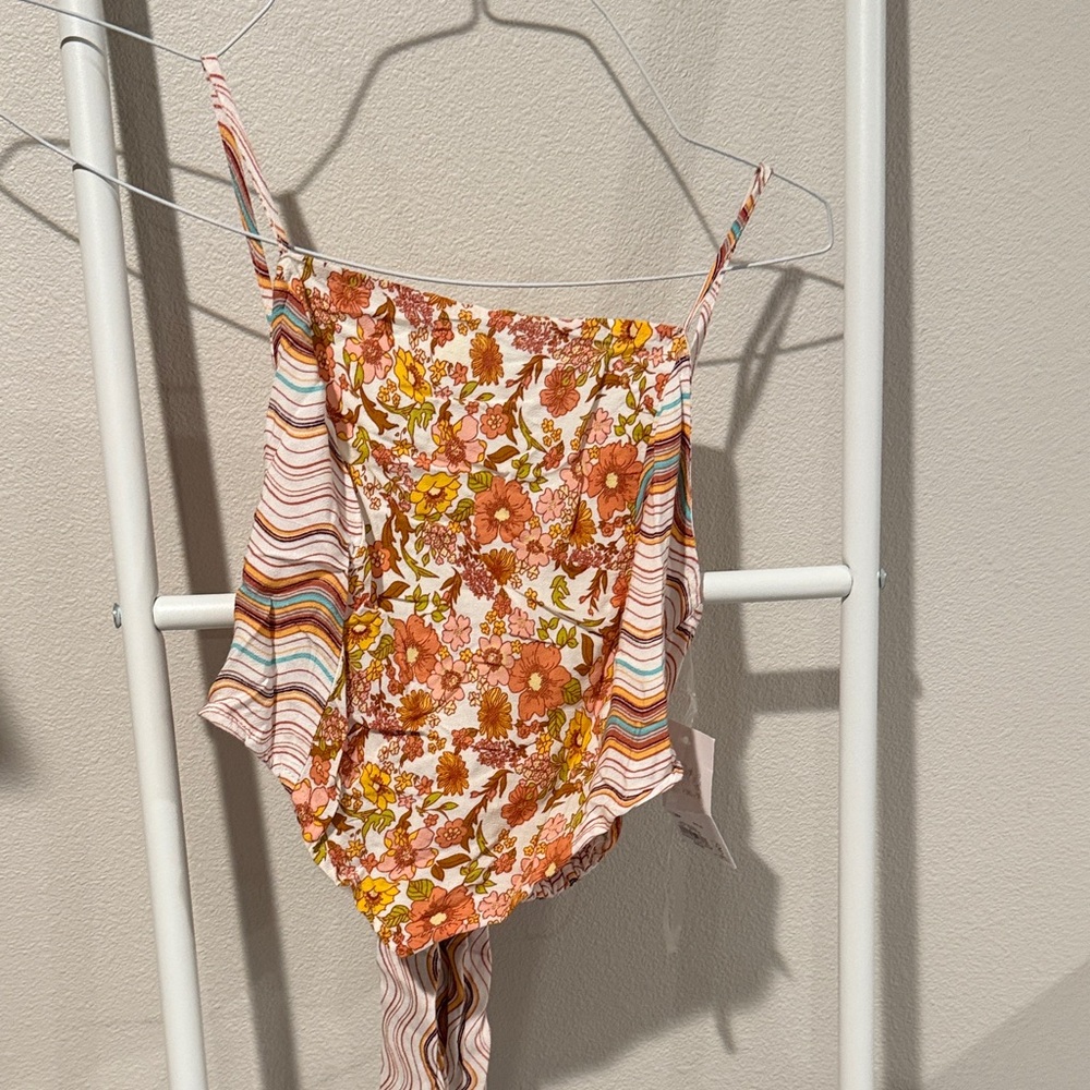 Floral & Stripe One-Piece top - Pink, Orange, Yellow